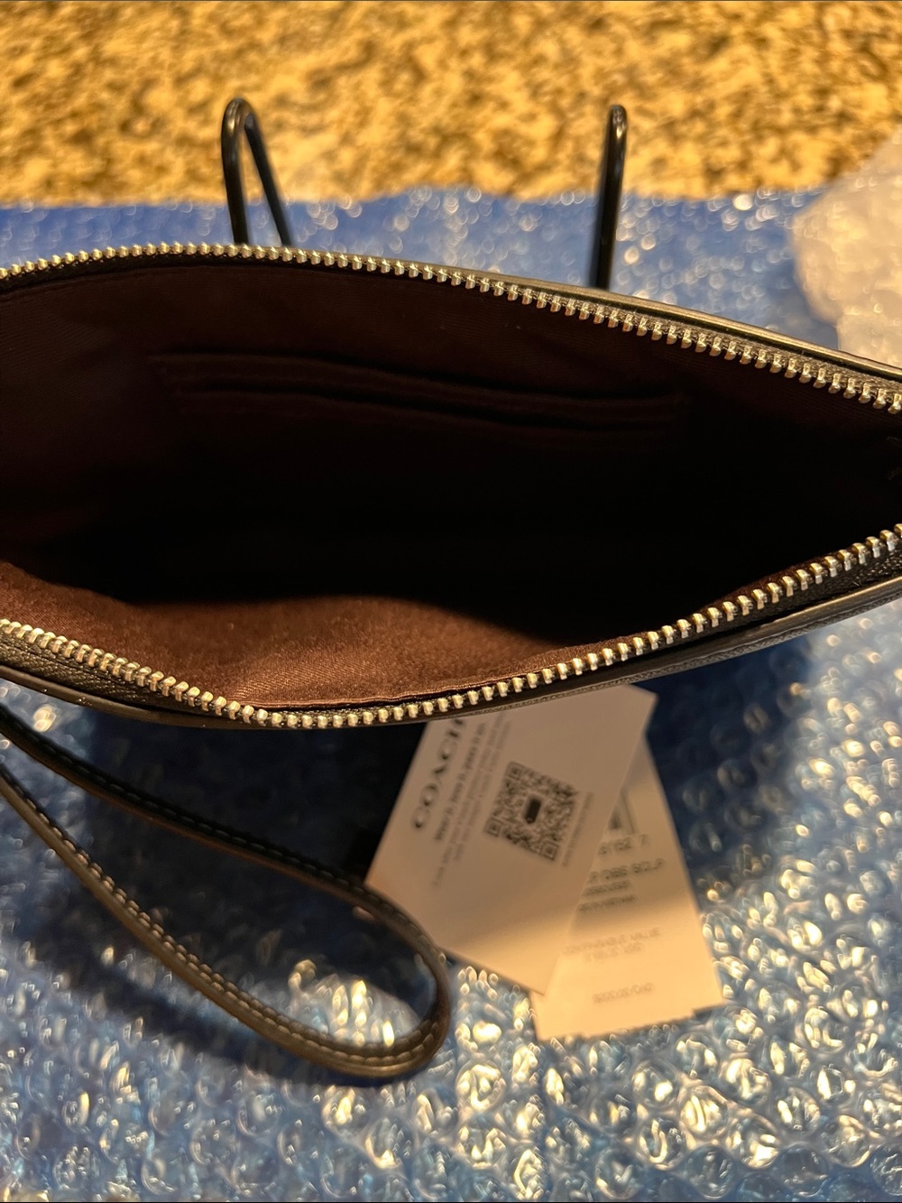 Coach Black Leather C Logo Wristlet - Picture 4 of 5